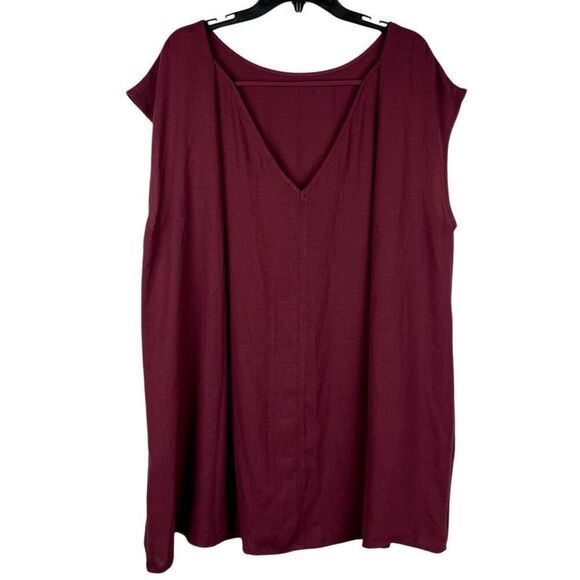 New! NWT Halogen Burgundy Fig Short Sleeve Blouse 2X - Picture 1 of 7